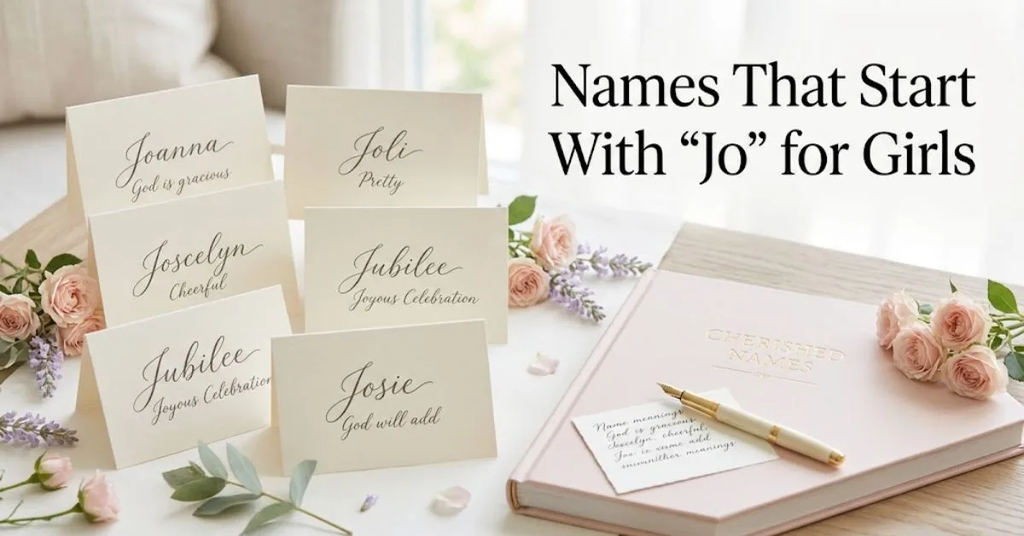 Classic & Elegant: Josephine, Johanna, Jocelyn, Jolene.

Modern & Trendy: Jordan, Journey, Joelle, Jolisa.

Short & Sweet: Josie, Joni, Jodie, Jovie.