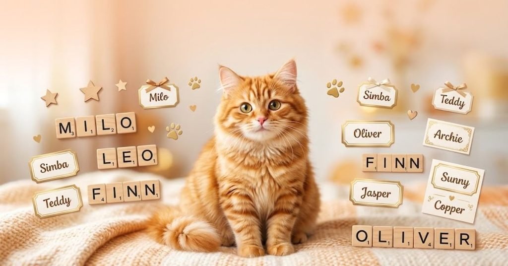 Option 1 (SEO-Friendly): "Cute male orange cat names and boy naming ideas for orange kittens"
Option 2 (Descriptive): "Graphic showing cute male orange cat names and boy cat naming ideas"
Option 3 (Short & Direct): "Cute male orange cat names heading"
Option 4 (Detailed): "Collection of cute and adorable boy names for an orange male cat"