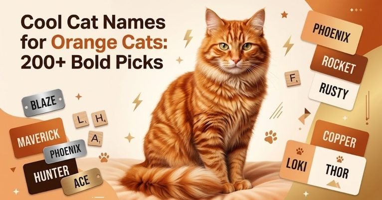 Option 1 (SEO-Friendly): "200 plus cool and bold cat names for orange male cats" Option 2 (Descriptive): "Graphic displaying over 200 cool and bold name ideas for orange cats" Option 3 (Short & Direct): "Cool cat names for orange cats list header" Option 4 (Detailed): "Collection of 200 bold cool and unique naming ideas for orange cats"