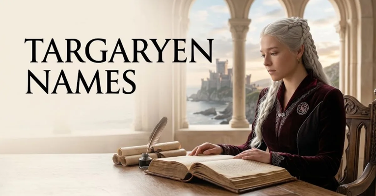 Male Names: Aemon, Aegon, Daemon, Daeron, Jaehaerys, Viserys. Female Names: Visenya, Rhaenyra, Daenerys, Rhaenys, Helaena, Baela. Valyrian Surnames & Titles: Targaryen, Velaryon, Celtigar, Dragonlord