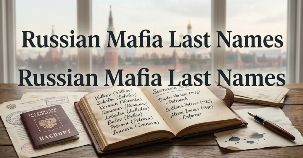 Classic & Powerful: Volkov, Ivanov, Petrov, Sokolov, Morozov.
Dark & Striking: Rasputin, Voronin, Gromov, Zaytsev, Romanov.
Unique & Threatening: Chornovil, Medvedev, Orlov, Sobolev, Kasparov.